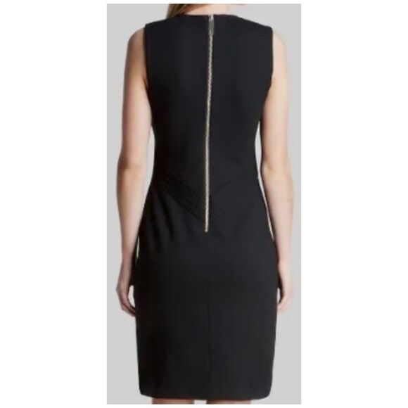 TED BAKER Saloted V-Neck Zipper Back Sleeveless Black Mini Dress - Picture 2 of 7